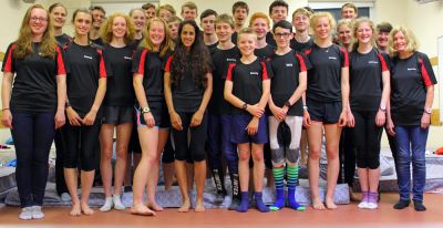 Deeside athletes showing off their new camp tops, 