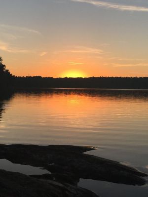 Sunset over Lake by OK Ravinen clubhut by Sarah Dunn,  Sarah Dunn
